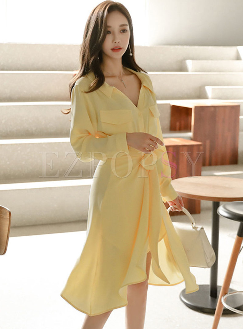 Solid Color Single-breasted Ruffle Skirt Suits