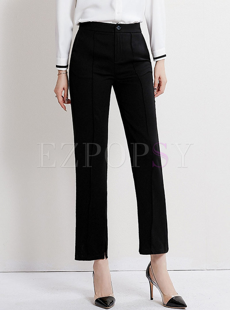 Brief Black All-matched Work Straight Pants