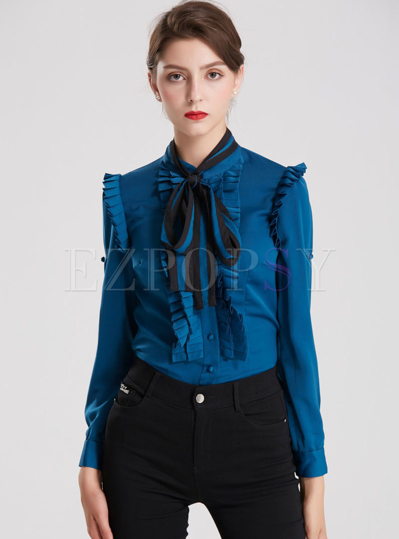 Tops | Blouses | Chic Stand Collar Tied Bowknot Blouse