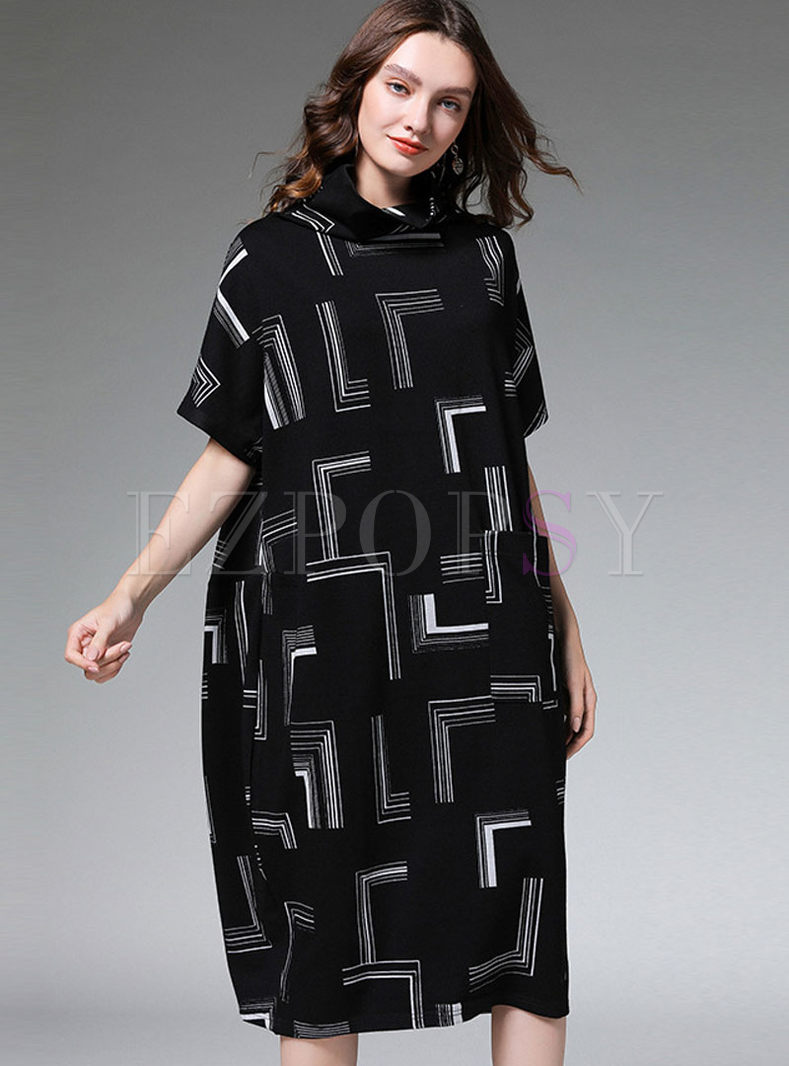 geometric printed loose dress
