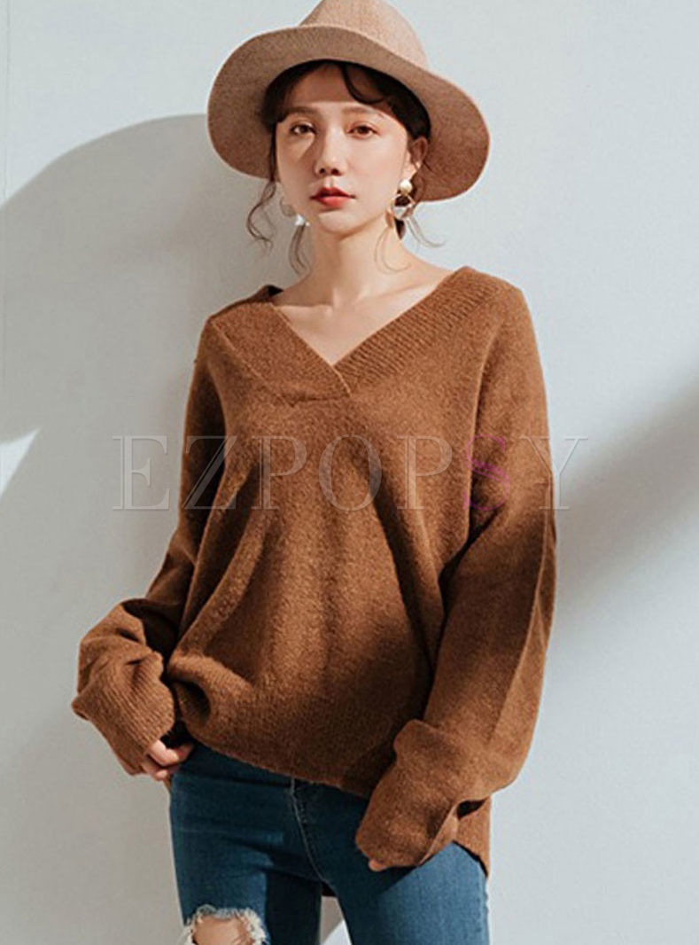 Casual Off Shoulder Loose Pullover Sweater