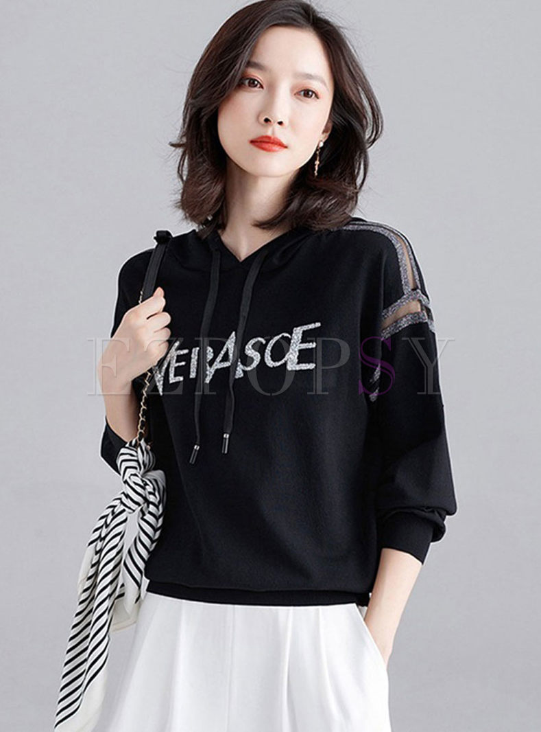 Pullover Loose Letter Embroidered Hoodie