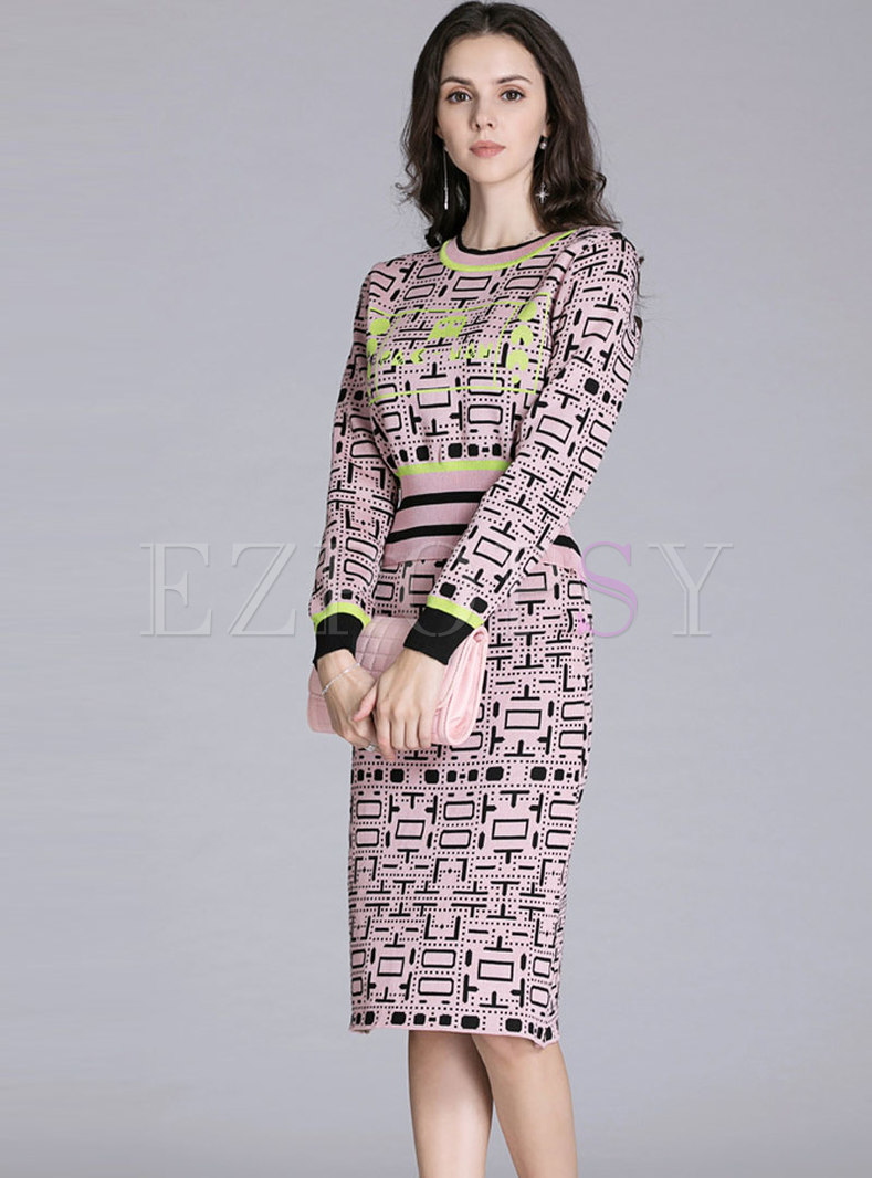 Print Color-blocked Thick Two Piece Dresses