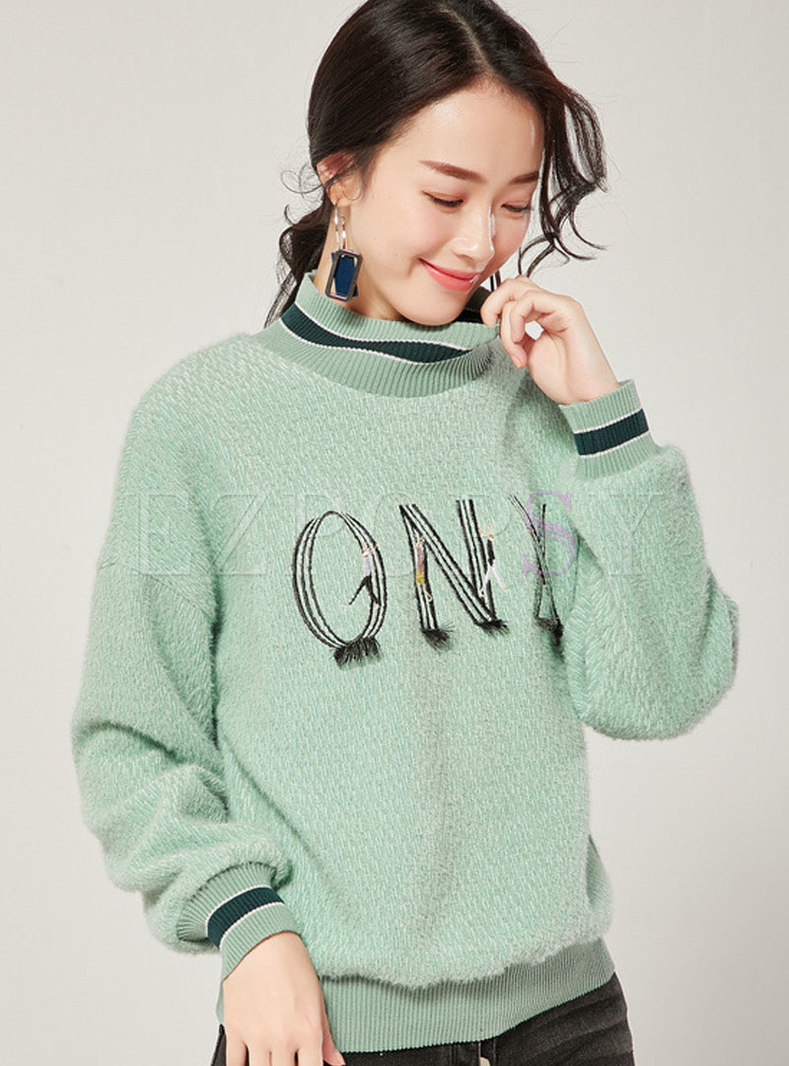 embroidered sweatshirts with collar