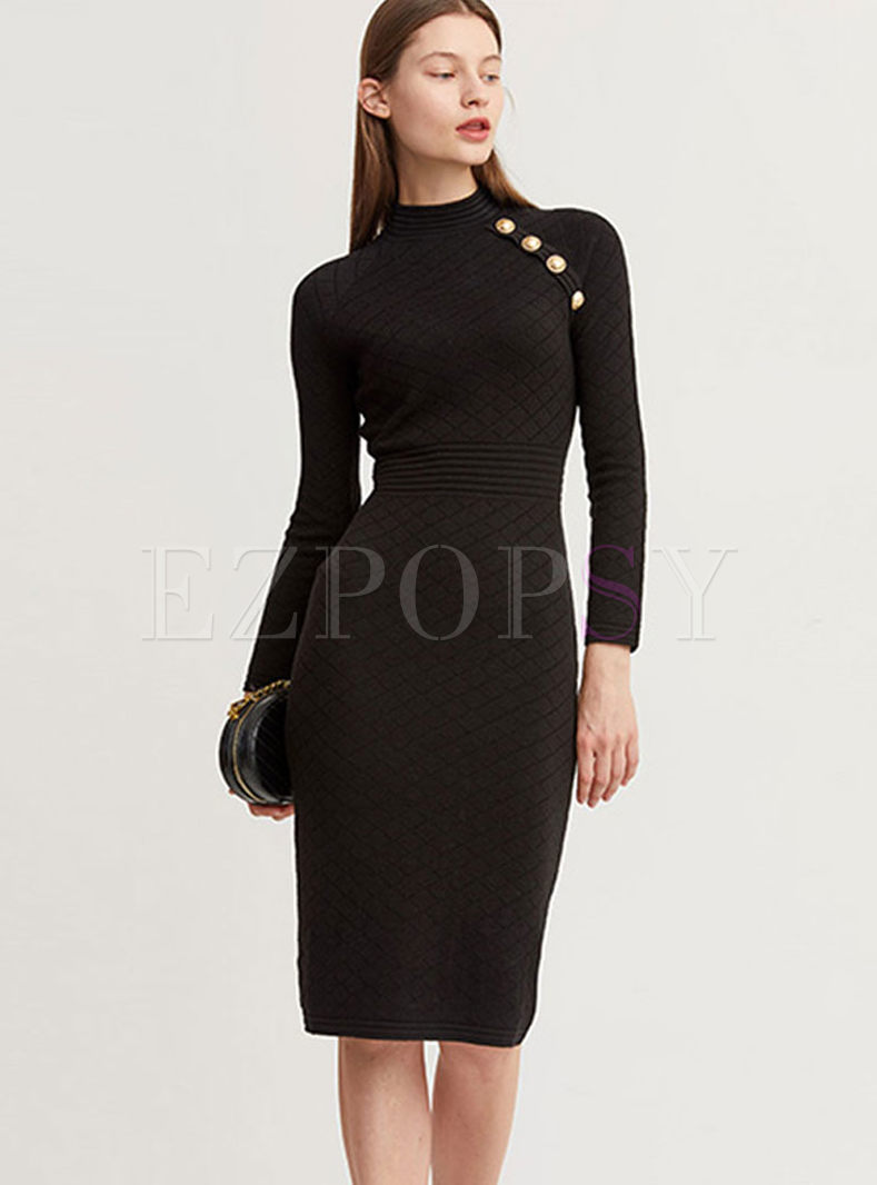 black knit dress long sleeve