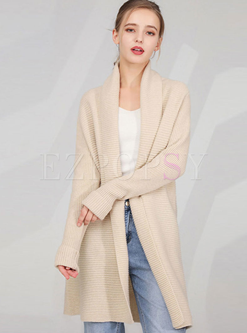 Solid Color Loose Sweater Coat