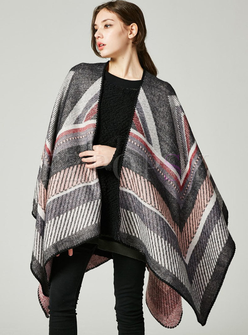 Accessories | Scarves & Wraps | Fashion Color-blocked Striped Cloak Scarf