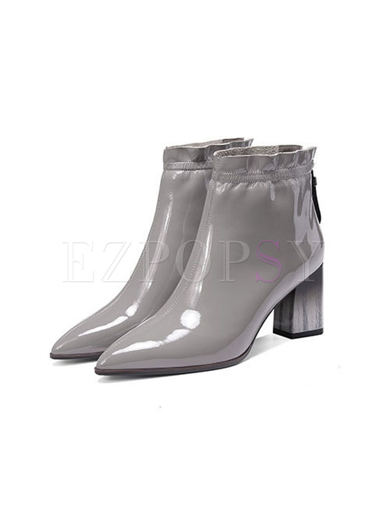 Pointed Head High Heel Short Leather Boots