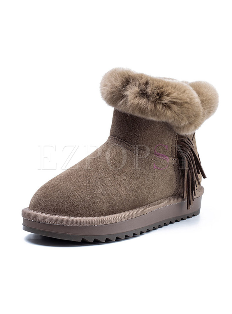 Thick Bottom Tassel Plush Snow Boots