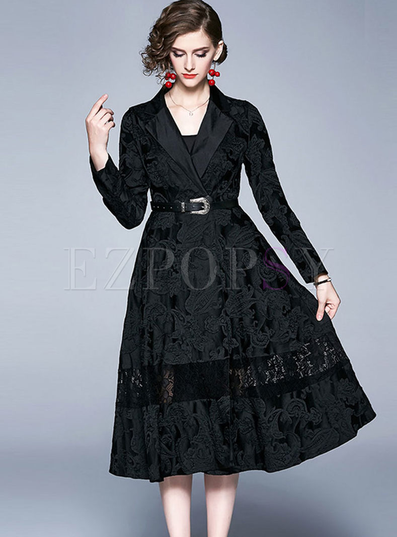 black lace coat dress