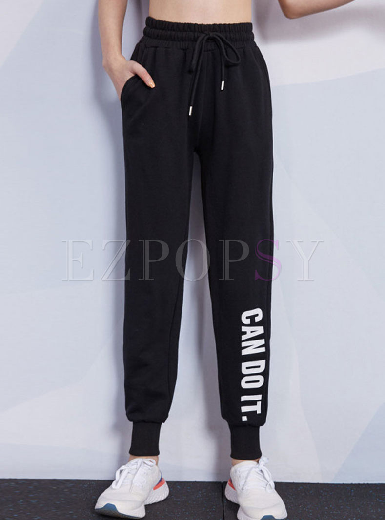 High Waisted Letter Print Sweatpants