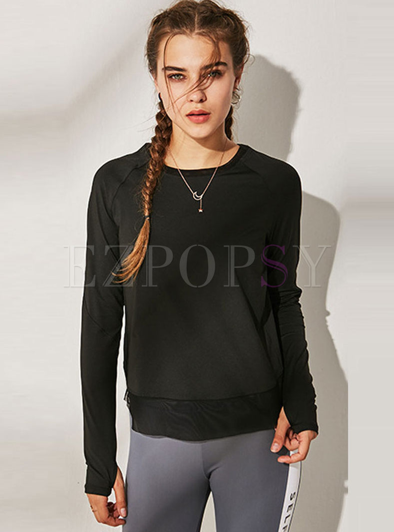 Crew Neck Long Sleeve Workout Top