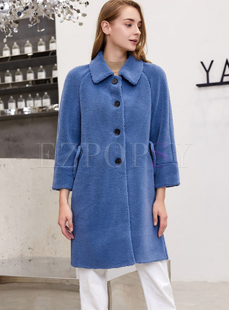 Solid Color Straight Loose Teddy Coat