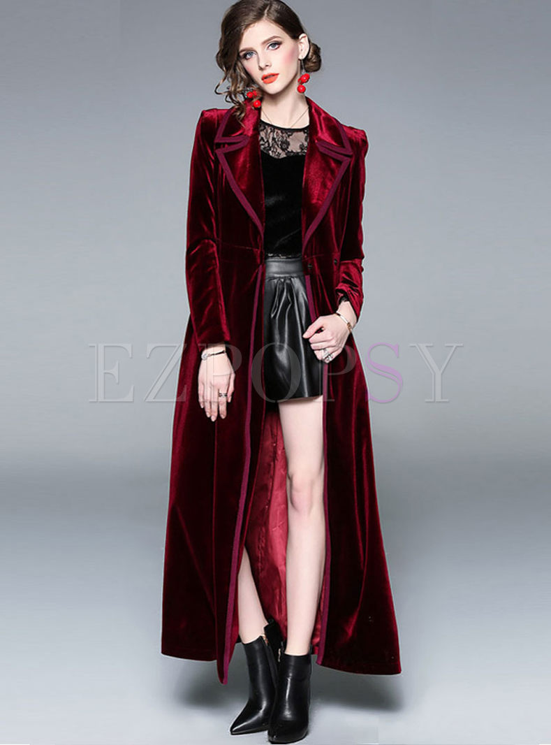 Outwear | Jackets/Coats | Long Sleeve Velvet Long Overcoat Winter ...