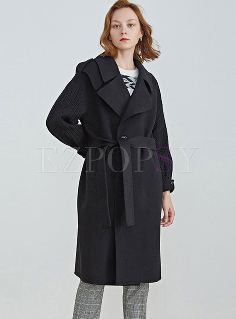 Solid Color Double-Cashmere Wool Peacoat