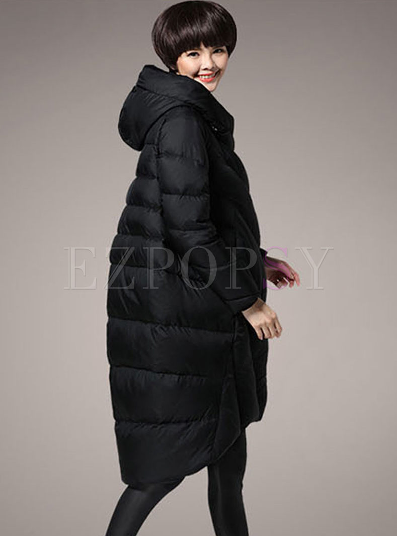 Outwear | Down Coats | Hooded Loose Plus Size Down Coat