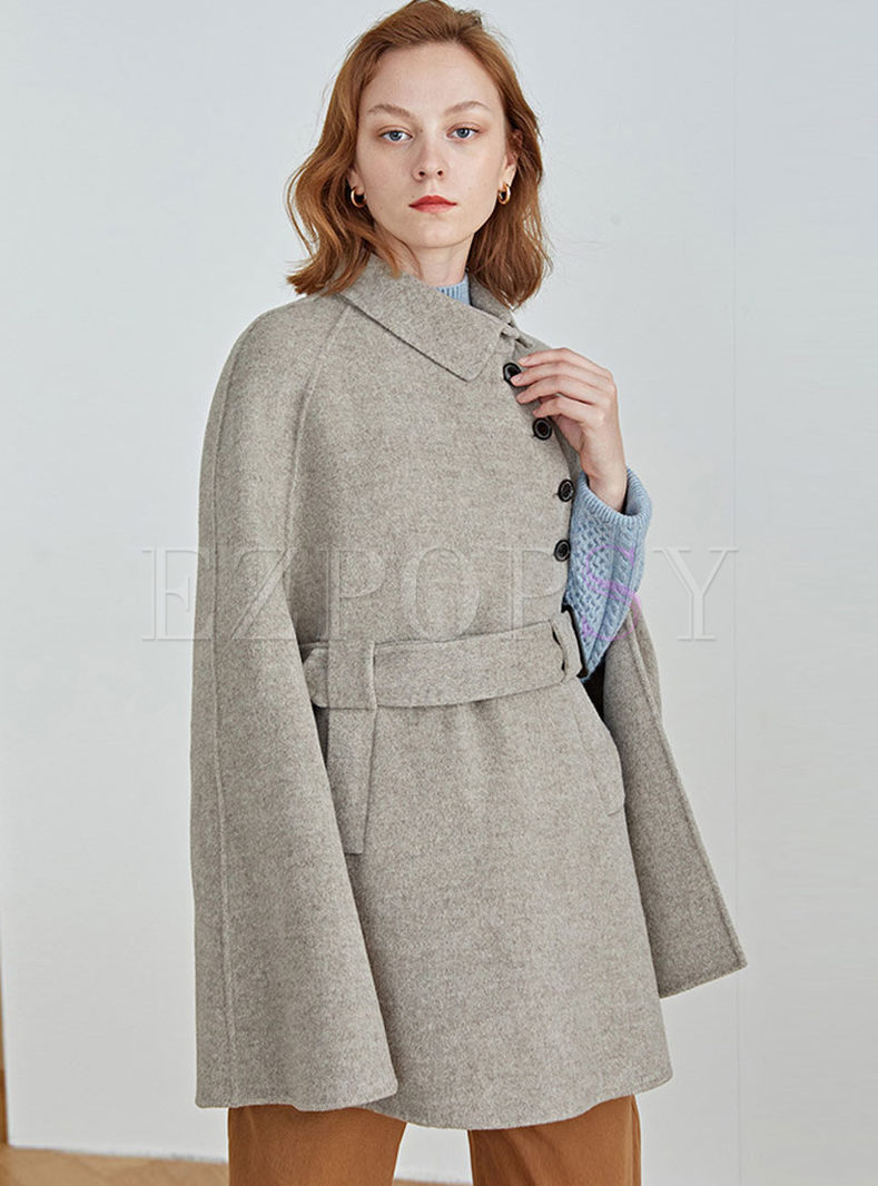 Outwear | Jackets/Coats | Lapel Slit Sleeve Poncho Cashmere Coat