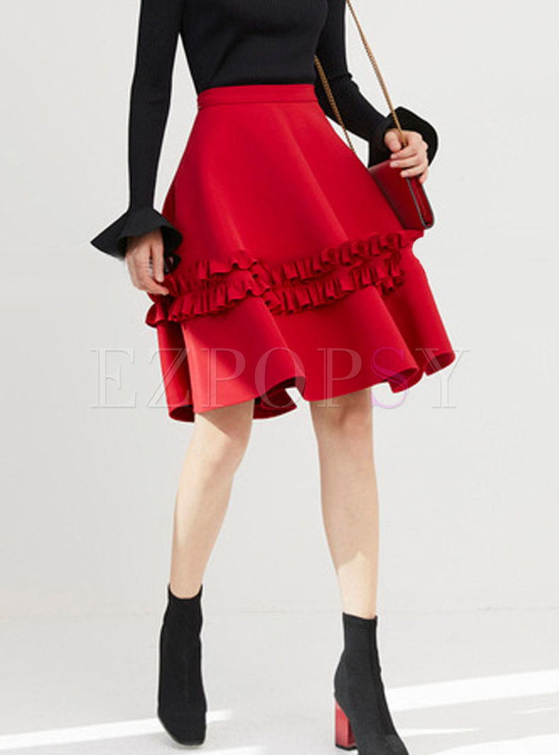Skirts | Skirts | High Waisted Falbala A Line Skirt