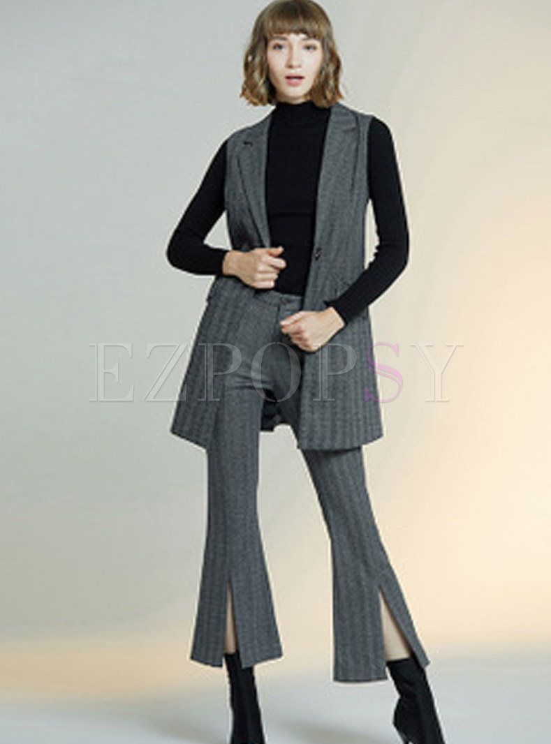Two-piece Outfits | Two-piece Outfits | Vest Flare Split Pant Suits