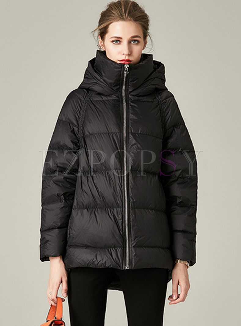 Outwear | Down Coats | Hooded Solid Color Loose Puffer Coat