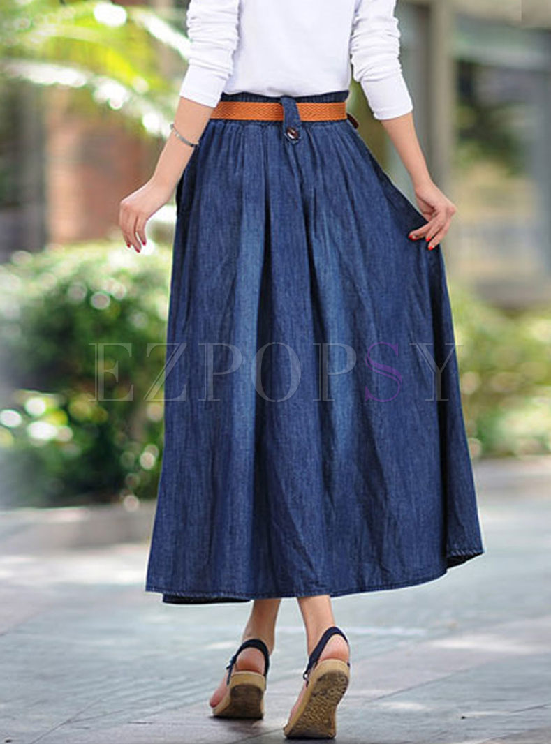 Skirts | Skirts | High Waisted Big Hem Denim Long Skirt