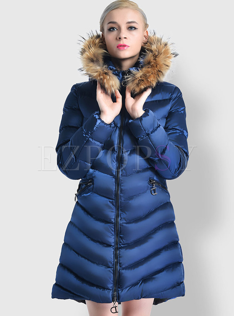 Faux Fur Hooded Thicken Cotton Puffer Coat