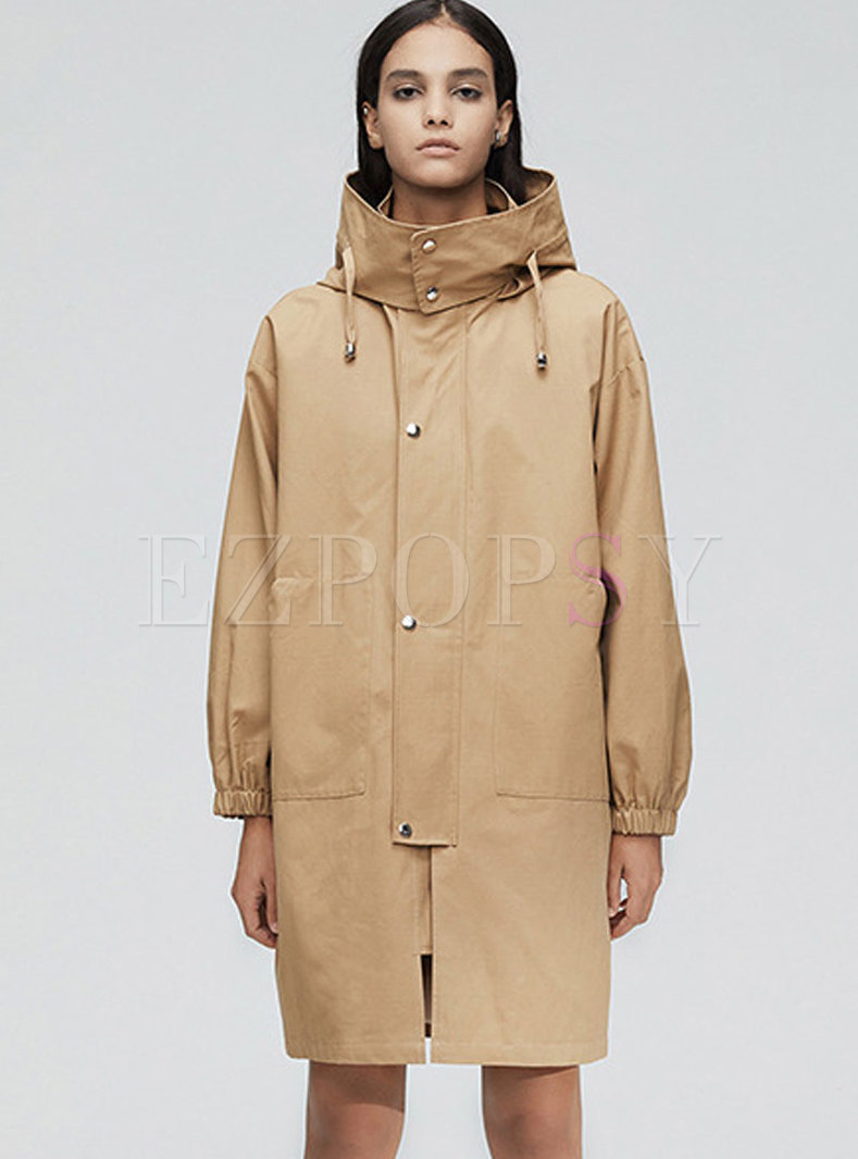 Hooded Straight Loose Trench Coat
