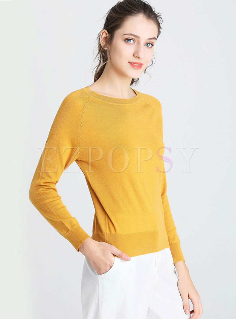 Tops | Sweaters | Yellow Pullover Slim Thin Wool Sweater