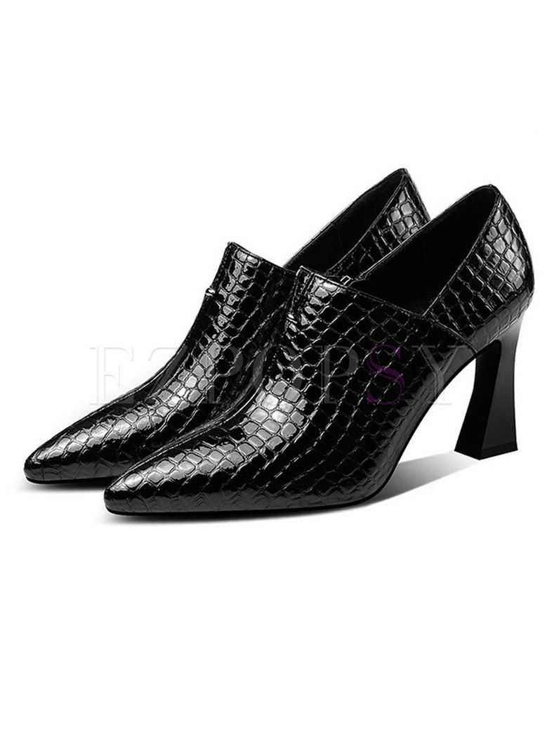 High Heel Pointed Head Leather Shoes