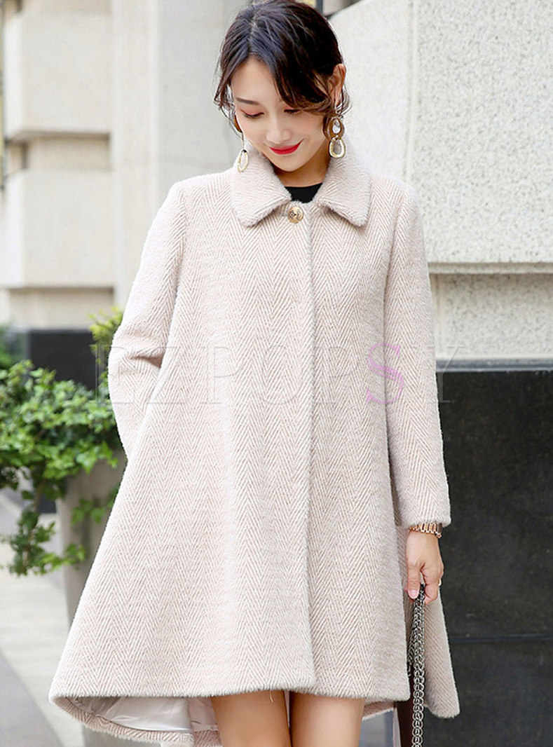 Solid Color A Line Thick Overcoat 