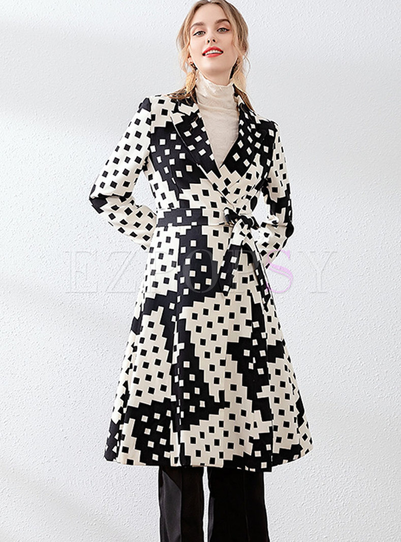 Outwear | Trench Coats | Notched Polka Dot A Line Trench Coat