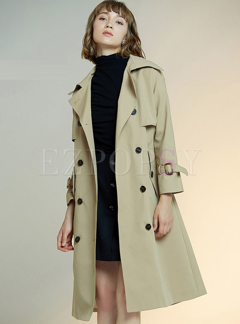 Outwear | Trench Coats | Khaki Notched Double-breasted Trench Coat