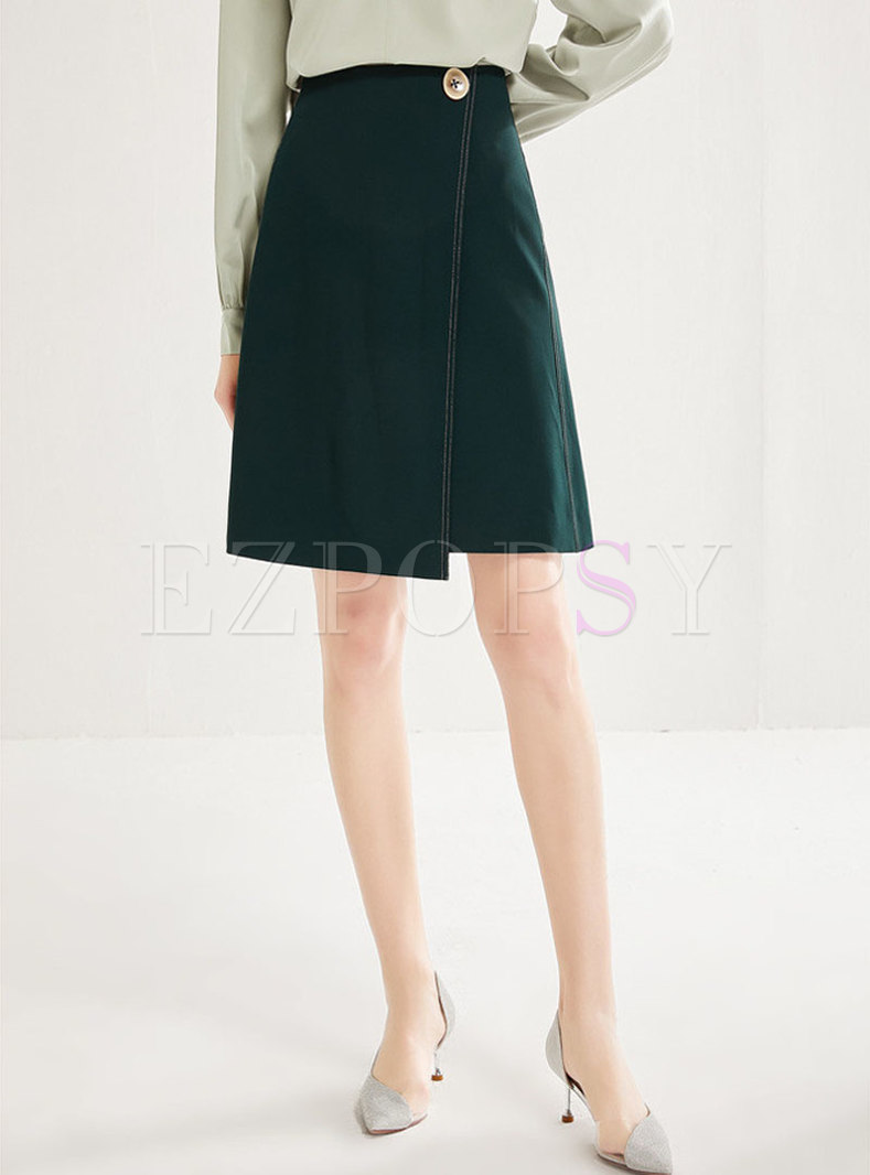 High Waisted Asymmetric A Line Skirt
