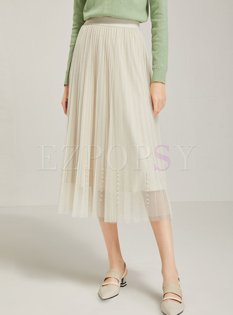 high waisted mesh maxi skirt