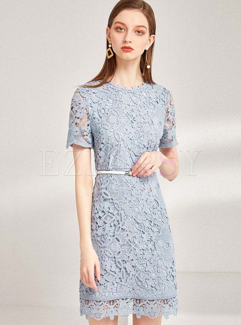 Brief Lace Belted Bodycon Dress