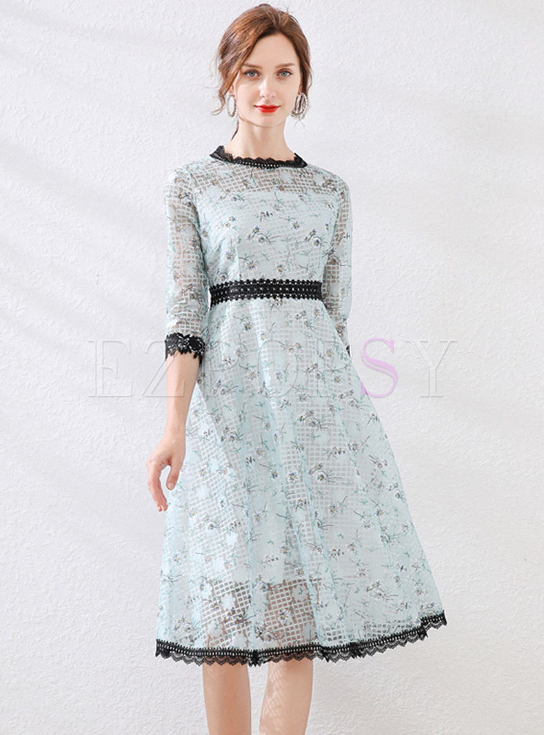 Floral Lace Patchwork Slim Bridesmaid Dress