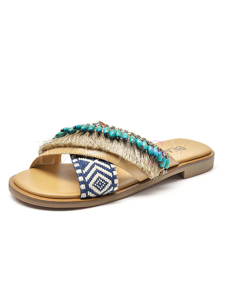 Bohemian Fringed All-matched Flat Beach Slippers
