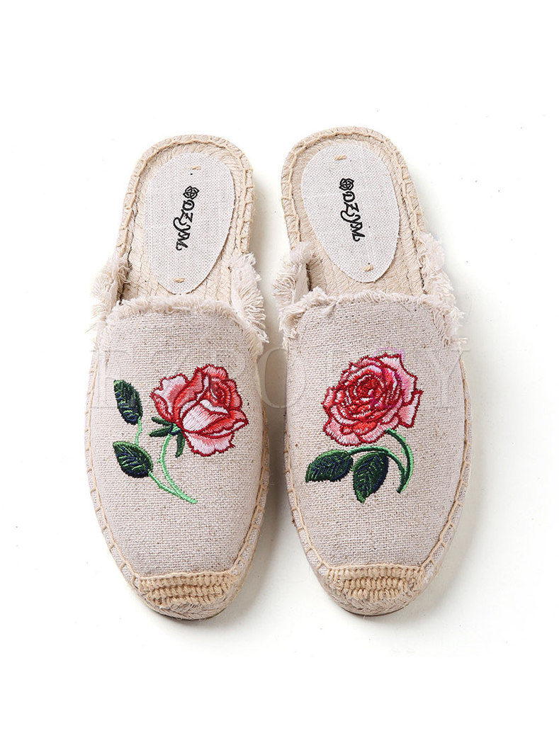 Shoes | Shoes | Round Toe Embroidered Flat Slippers