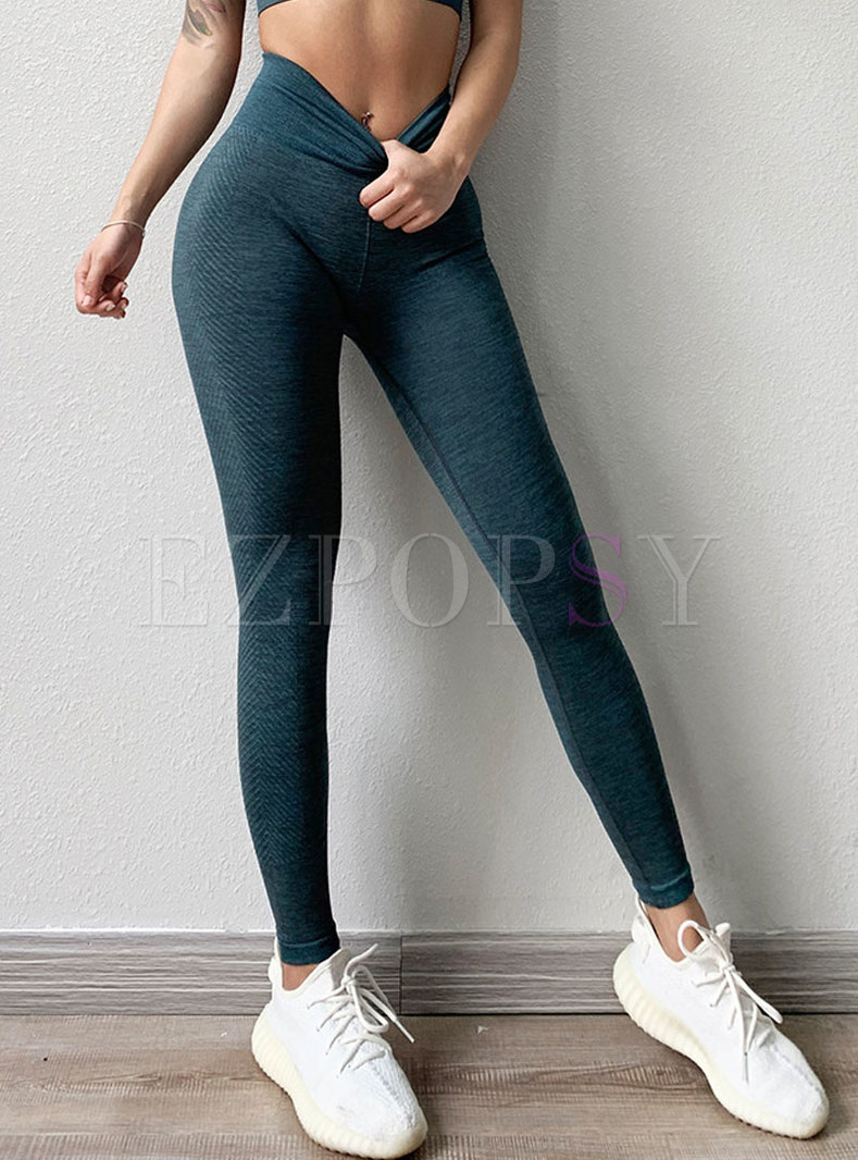 High Waisted Pure Color Tight Yoga Pants