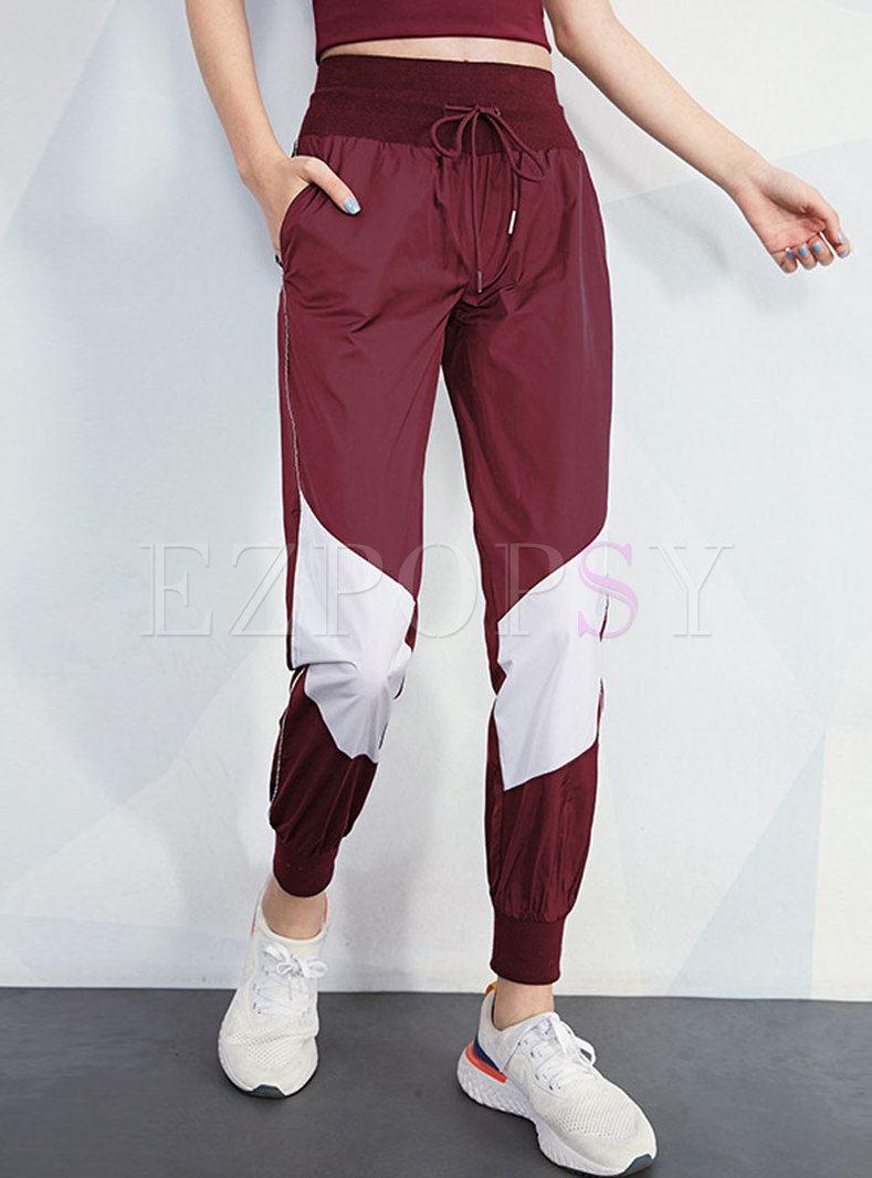 Color-blocked High Waisted Sports Pants