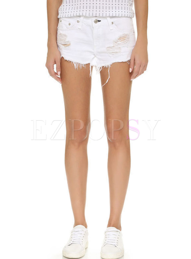 white ripped denim shorts high waisted