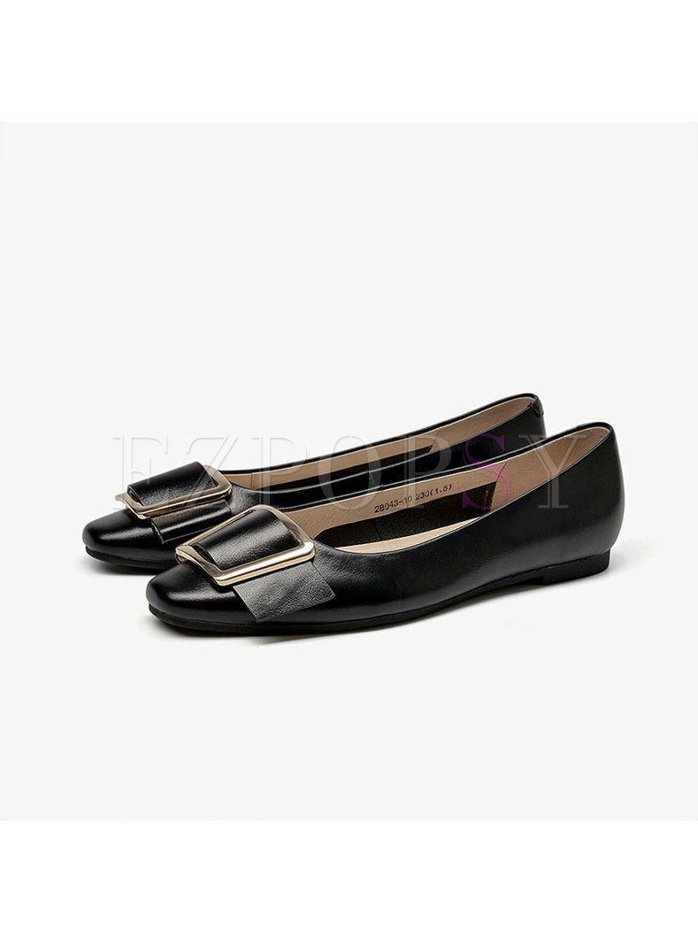 Leather Buckle Slow-cut All-matched Flats