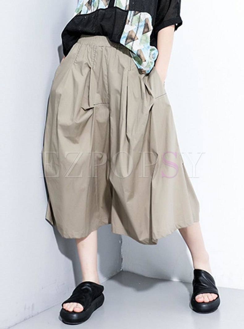 Elastic Waist A Line Midi Skirt