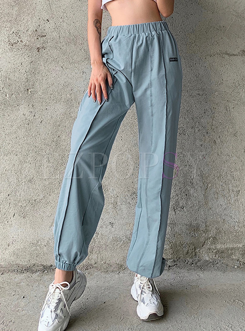 High Waisted Casual Solid Color Joggers