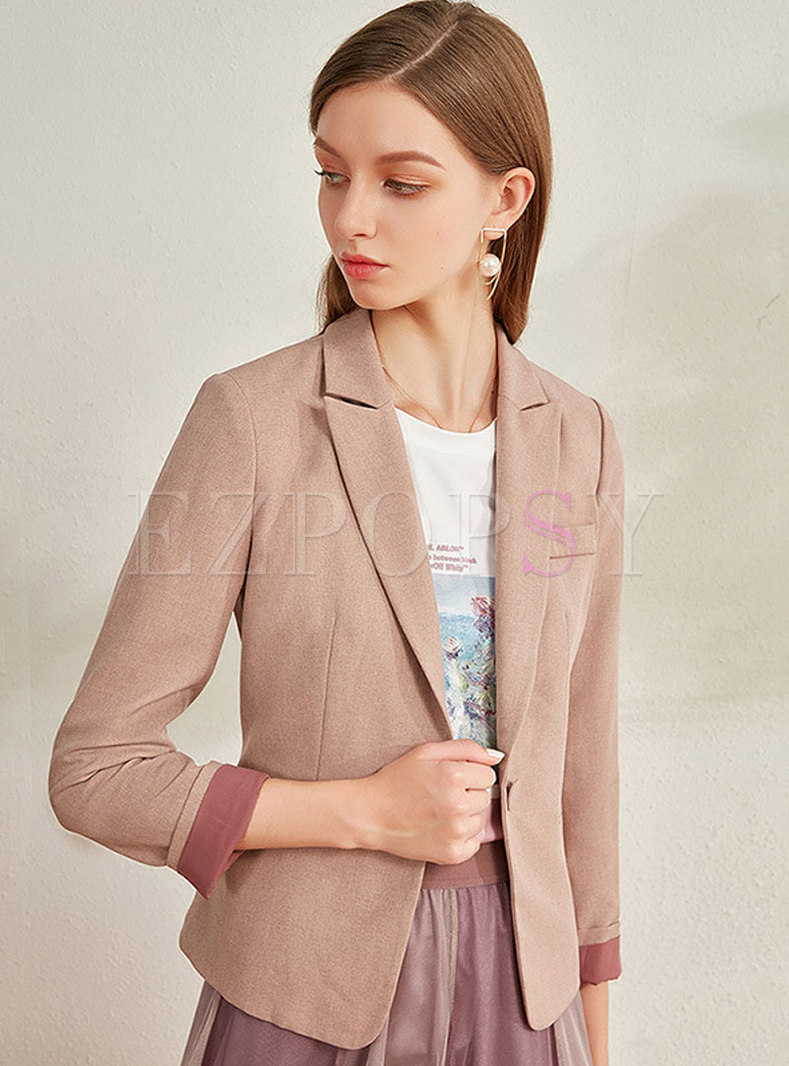 Notched Collar Work Blazer With Buttons