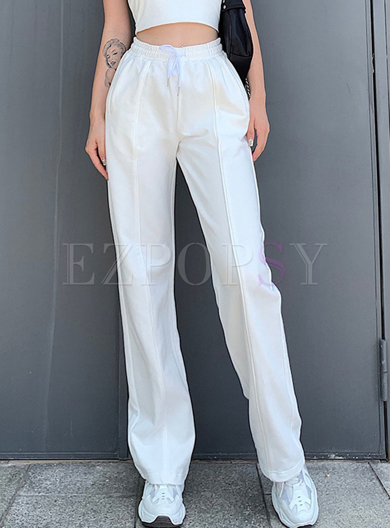 Casual Elastic Waist Pant with Pockets