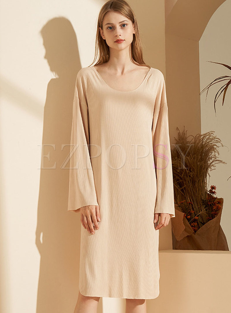 Plus Size Loose Long Sleeve Nightgown