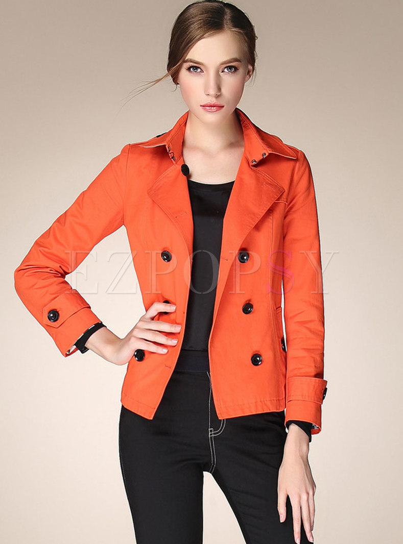 Double-breasted Short Slim Trench Coat