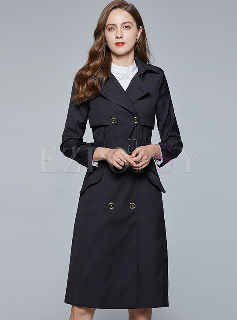 Outwear | Trench Coats | Double-breasted Belted Knee-length Trench Coat