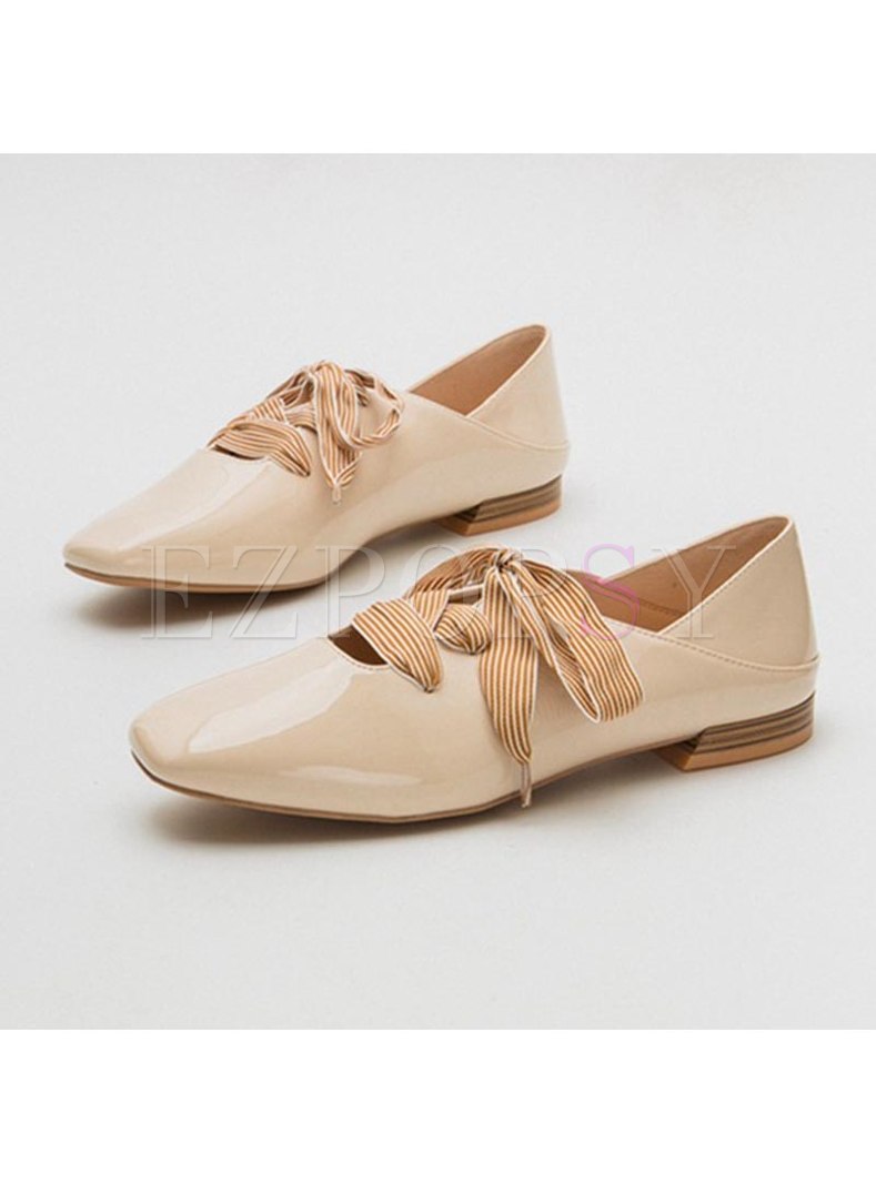 Square Toe Shoelace Flat Low-fronted Shoes
